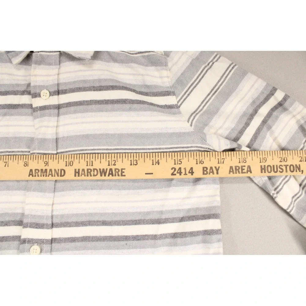 OshKosh Bgosh Boys Grey Blue Striped Flannel Button Down Shirt Size 12 NWT